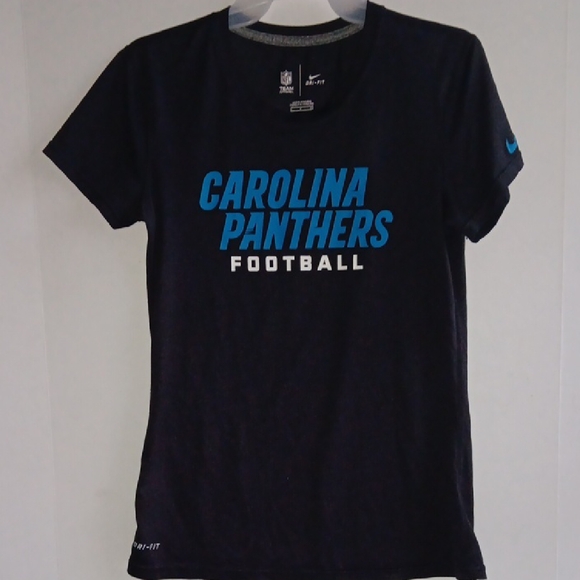 Nike Tops - NIKE BLACK TOP WITH BLUE CAROLINA PANTHERS LOGO SIZE S